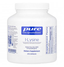 L-лізин HCl, l-Lysine, Pure Encapsulations, підтримка імунітету, здоров'я ясен та губ, 500 мг, 270 капсул