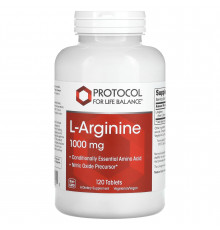 L-аргінін, L-Arginine, Protocol for Life Balance, 1000 мг, 120 веганських таблеток