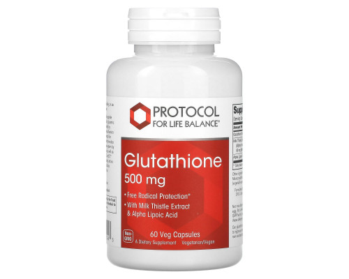 Глутатіон, Glutathione, Protocol for Life Balance, 500 мг, 60 веганських капсул