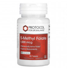 Метилфолат, 5-Methyl Folate, Protocol for Life Balance, 1000 мкг, 90 веганських таблеток