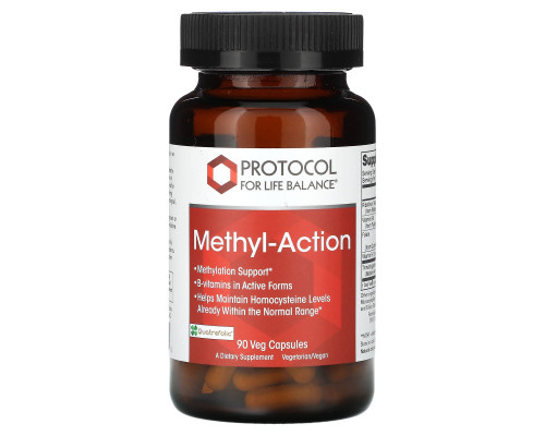 Підтримка метилювання, Methyl-Action, Protocol for Life Balance, активний В-комплекс, 90 веганських капсул
