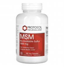 Метилсульфонілметан (МСМ), MSM, Protocol for Life Balance, 1000 мг, 180 веганських капсул
