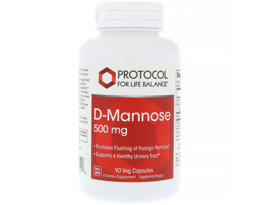 D-Манноза, D-Mannose, Protocol for Life Balance, 500 мг, 90 вегетаріанських капсул