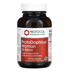 Пробіотики для жінок, ProtoDophilus Woman, Protocol for Life Balance, 20 млрд КУО, 50 веганських капсул