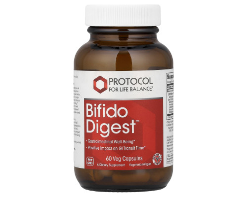 Пробіотики для травлення, Bifido Digest, Protocol for Life Balance, 60 веганських капсул