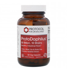 Пробіотики дофілус, ProtoDophilus, Protocol for Life Balance, 50 млрд, 10 штамів, 50 веганських капсул