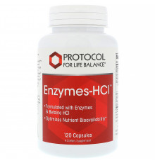 Ферменти бетаїн гідрохлориду, Enzymes-HCI, Protocol for Life Balance, 120 капсул