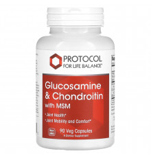 Глюкозамін та хондроїтин з МСМ, Glucosamine & Chondroitin with MSM, Protocol for Life Balance, підтримка суглобів, 90 капсул