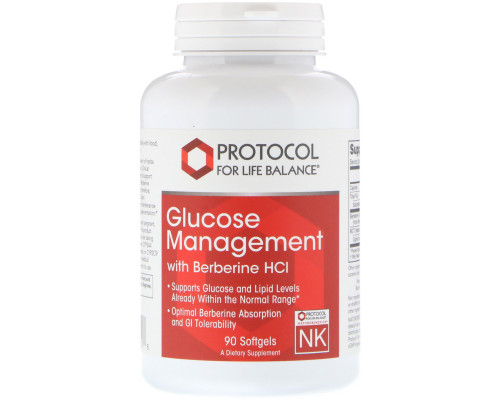 Регулювання рівня глюкози з берберин гідрохлоридом, Glucose Management, Protocol for Life Balance, 90 капсул