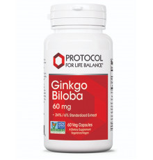 Гінкго Білоба, Ginkgo Biloba, Protocol for Life Balance, 60 мг, 60 веганських капсул