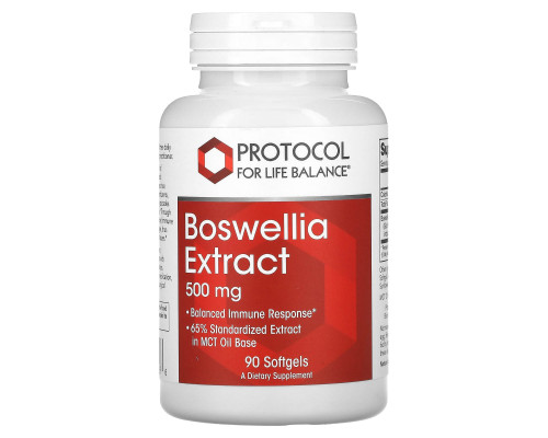 Босвеллія, Boswellia Extract, Protocol for Life Balance, екстракт, 500 мг, 90 гелевих капсул