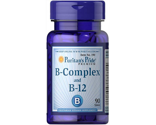 Вітаміни групи В, Vitamin B-Complex and Vitamin B-12, Puritan's Pride, 90 таблеток