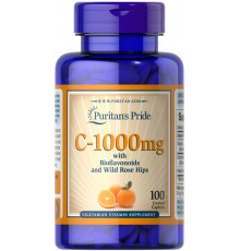 Вітамін С з біофлавоноїдами, Vitamin C, Puritan's Pride, з шипшиною, 1000 мг, 100 каплет