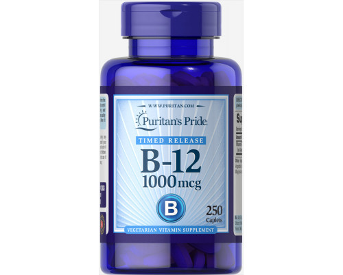 Вітамін В-12, Vitamin B-12, Puritan's Pride, 1000 мкг, 250 каплет
