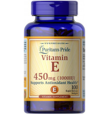 Вітамін Е, Vitamin E, Puritan's Pride, 450 мг (1000 МО), 100 капсул