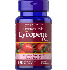 Лікопін, Lycopene, Puritan's Pride, 10 мг, 100 гелевих капсул швидкого вивільнення