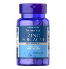 Цинк від прищів, Zinc for Acne, Puritan's Pride, 100 таблеток