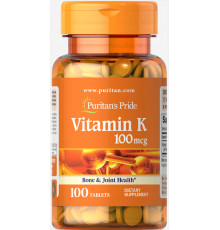 Вітамін К, Vitamin K, Puritan's Pride, 100 мкг, 100 таблеток