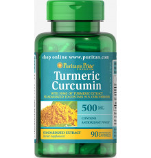 Куркумін, Turmeric Curcumin, Puritan's Pride, 500 мг, 90 капсул