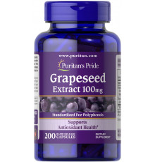 Екстракт виноградних кісточок, Grapeseed Extract, Puritan's Pride, 100 мг, 200 капсул