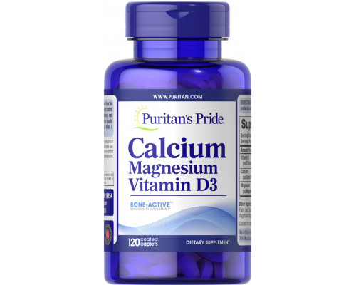 Кальцій Магній Вітамін D, Calcium Magnesium with Vitamin D, Puritan's Pride, 120 каплет
