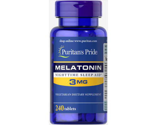 Мелатонін, Melatonin, Puritan's Pride, 3 мг, 240 таблеток