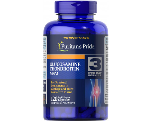 Глюкозамін хондроїтин і МСМ, Glucosamine, Chondroitin MSM, Puritan's Pride, подвійна сила, 120 капсул