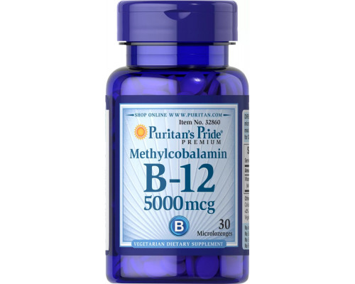 Вітамін В12 (метилкобаламін), Methylcobalamin Vitamin B-12, Puritan's Pride, 5000 мкг, 30 мінільодяників