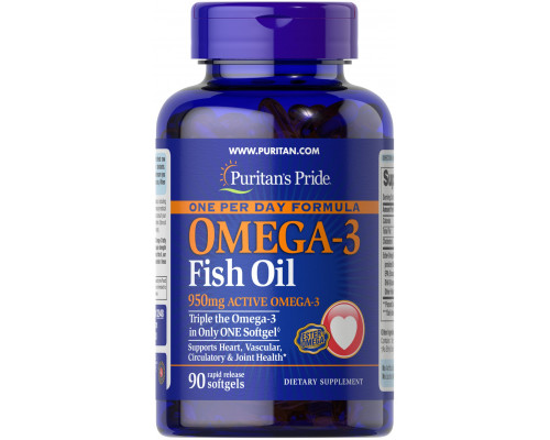 Омега-3 риб'ячий жир, Omega-3 Fish Oil, Puritan's Pride, 1400 мг (950 мг активного омега-3), 90 капсул