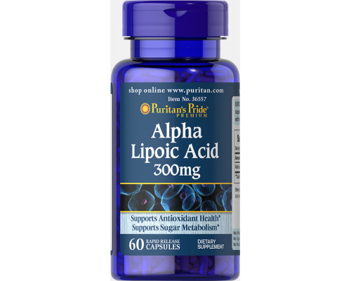 Альфа-ліпоєва кислота, Alpha Lipoic Acid, Puritan's Pride, 300 мг, 60 капсул