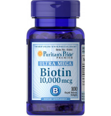 Біотин, Biotin, Puritan's Pride, 10.000 мкг, 100 гелевих капсул