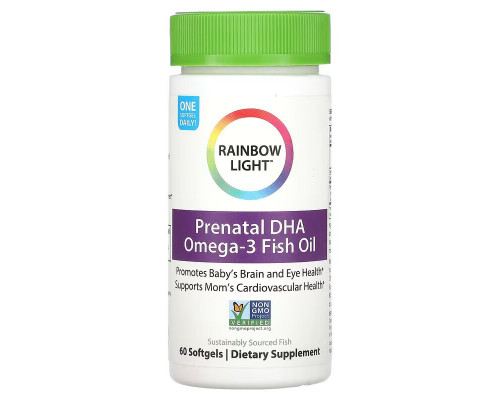 Риб'ячий жир для вагітних, Prenatal DHA, Rainbow Light, 60 капсул
