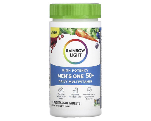 Мультивітаміни для чоловіків 50+, Men's One 50+, Rainbow Light, щоденні, висока потенція, 90 вегетаріанських пігулок