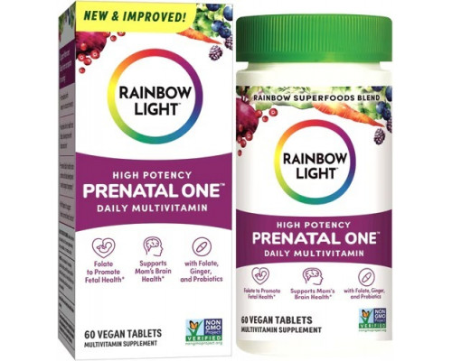 Мультивітаміни для вагітних, Prenatal One, Rainbow Light, поживні речовини з натуральних продуктів, 60 веганських капсул