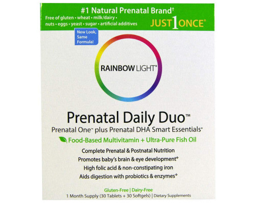 Вітаміни + Риб'ячий жир для вагітних, Prenatal One plus Prenatal DHA Smart Essentials, Rainbow Light, 30 капсул + 30 таблеток