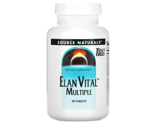 Мультивітаміни, Elan Vital Multiple, Source Naturals, 90 таблеток