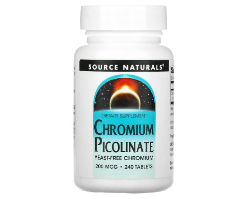 Хром піколінат, Chromium Picolinate, Source Naturals, 200 мкг, 240 таб.