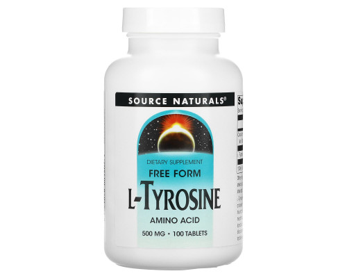 Тирозин, L-Tyrosine, Source Naturals, 500 мг, 100 таблеток