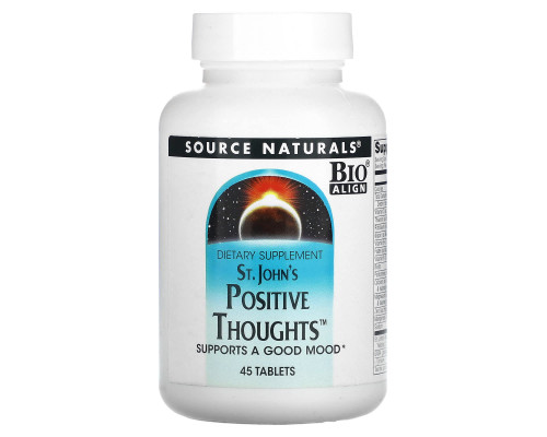 Підтримка нервової системи (звіробій), St. John's Positive Thoughts, Source Naturals, 45 таблеток