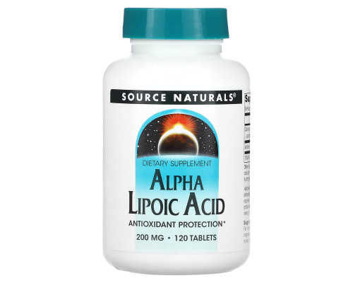Альфа-ліпоєва кислота, Alpha Lipoic Acid, Source Naturals, 200 мг, 120 таблеток