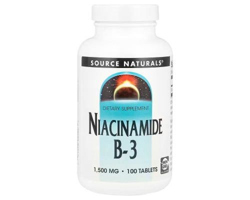 Ніацинамід (В3), Niacinamide, B-3, Source Naturals, 1500 мг, 100 таб.