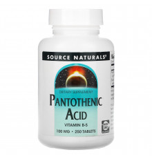 Пантотенова кислота, Pantothenic Acid, Source Naturals, 100 мг, 250 таблеток
