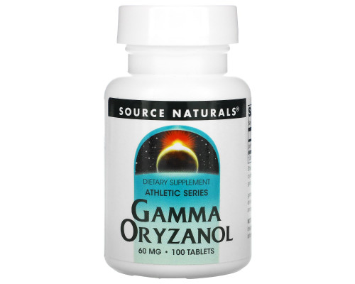 Гамма орізанол, Gamma Oryzanol, Source Naturals, 60 мг, 100 таблеток