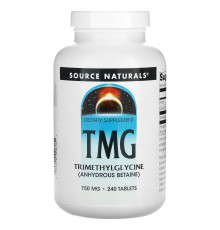 Триметилгліцин (ТМГ), TMG, Source Naturals, 750 мг, 240 таблеток