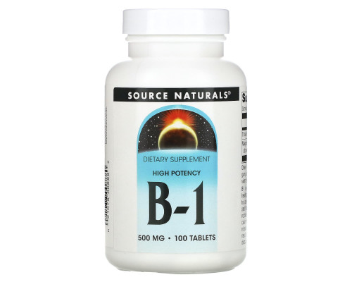 Тіамін, B-1, High Potency, Source Naturals, 500 мг, 100 таблеток
