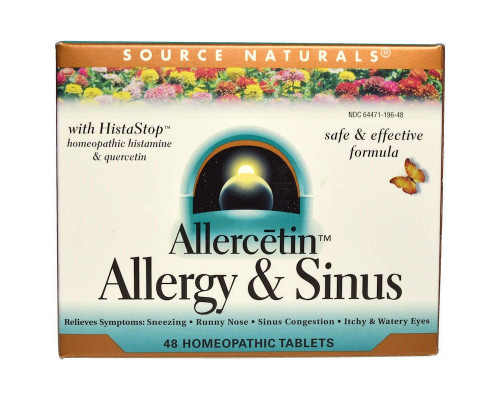 Гомеопатія для алергіків, Allergy & Sinus, Source Naturals, 48 таб.