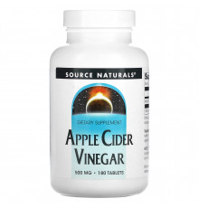 Яблучний cідровий оцет, Apple Cider Vinegar, Source Naturals, 500 мг, 180 таблеток