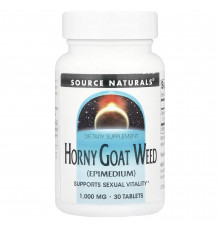 Підтримка сексуального здоров'я (горянка), Horny Goat Weed (Epimedium), Source Naturals, 1000 мг, 30 таблеток