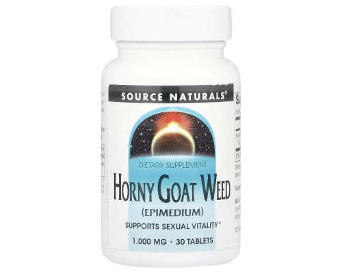 Підтримка сексуального здоров'я (горянка), Horny Goat Weed (Epimedium), Source Naturals, 1000 мг, 30 таблеток