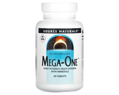 Мультивітаміни без заліза, Mega-One, Source Naturals, по 1 в день, 60 таблеток